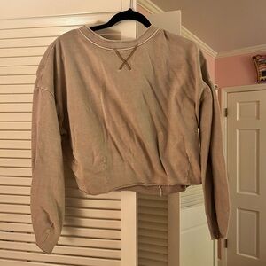 Beige Cropped Sweatshirt